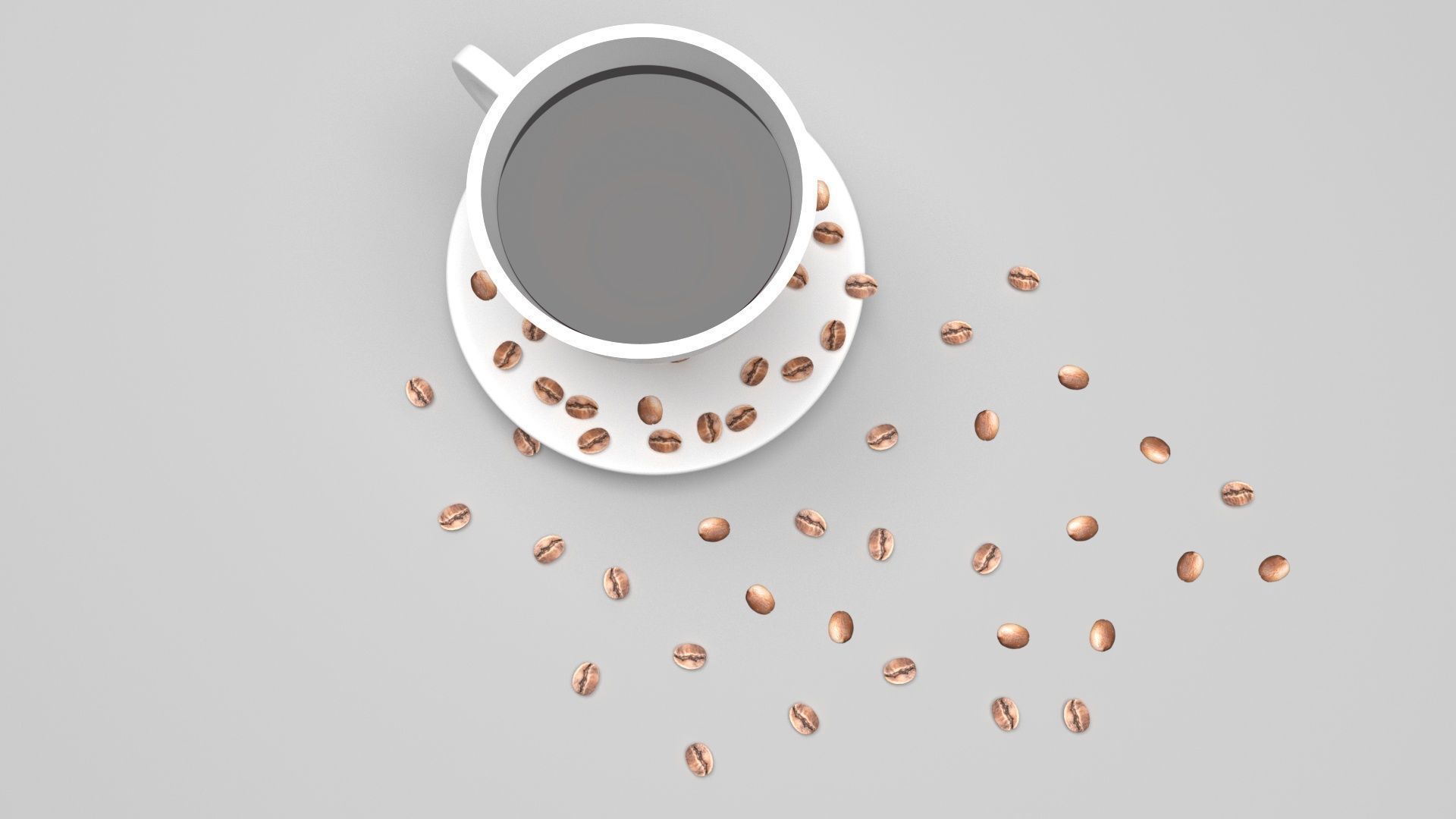 Cup of Coffee With Coffee Beans 3D model_1
