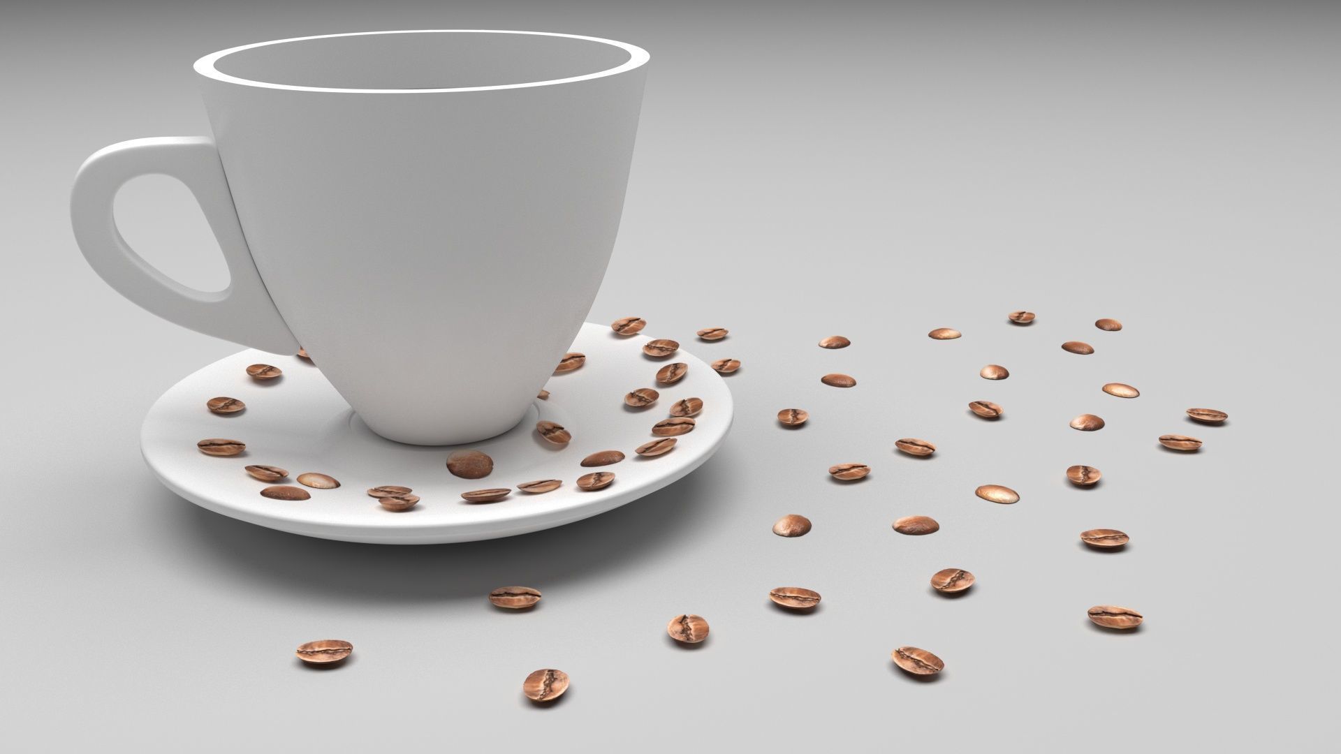 Cup of Coffee With Coffee Beans 3D model_6