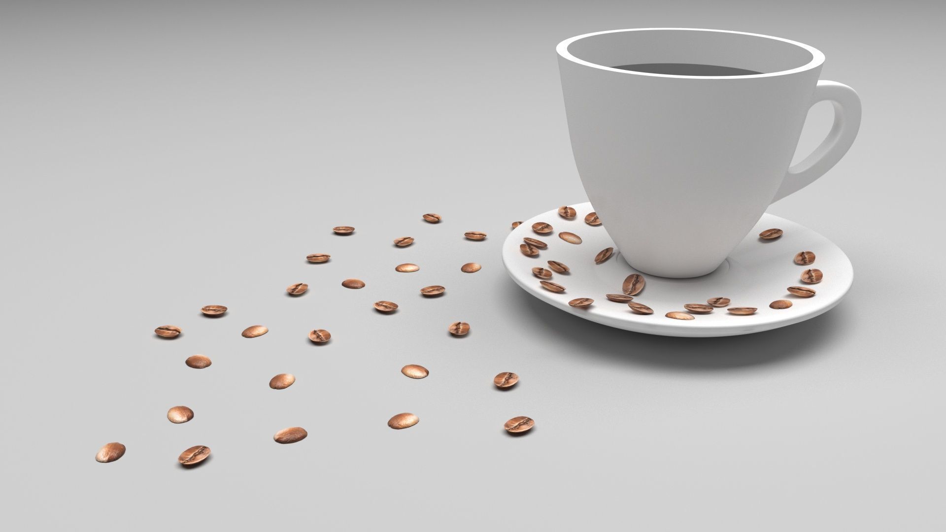 Cup of Coffee With Coffee Beans 3D model_2