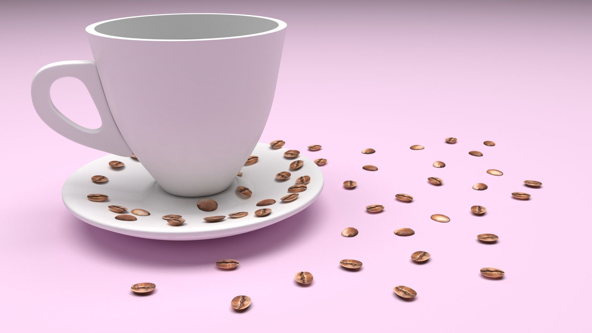 Cup of Coffee With Coffee Beans 3D model_7
