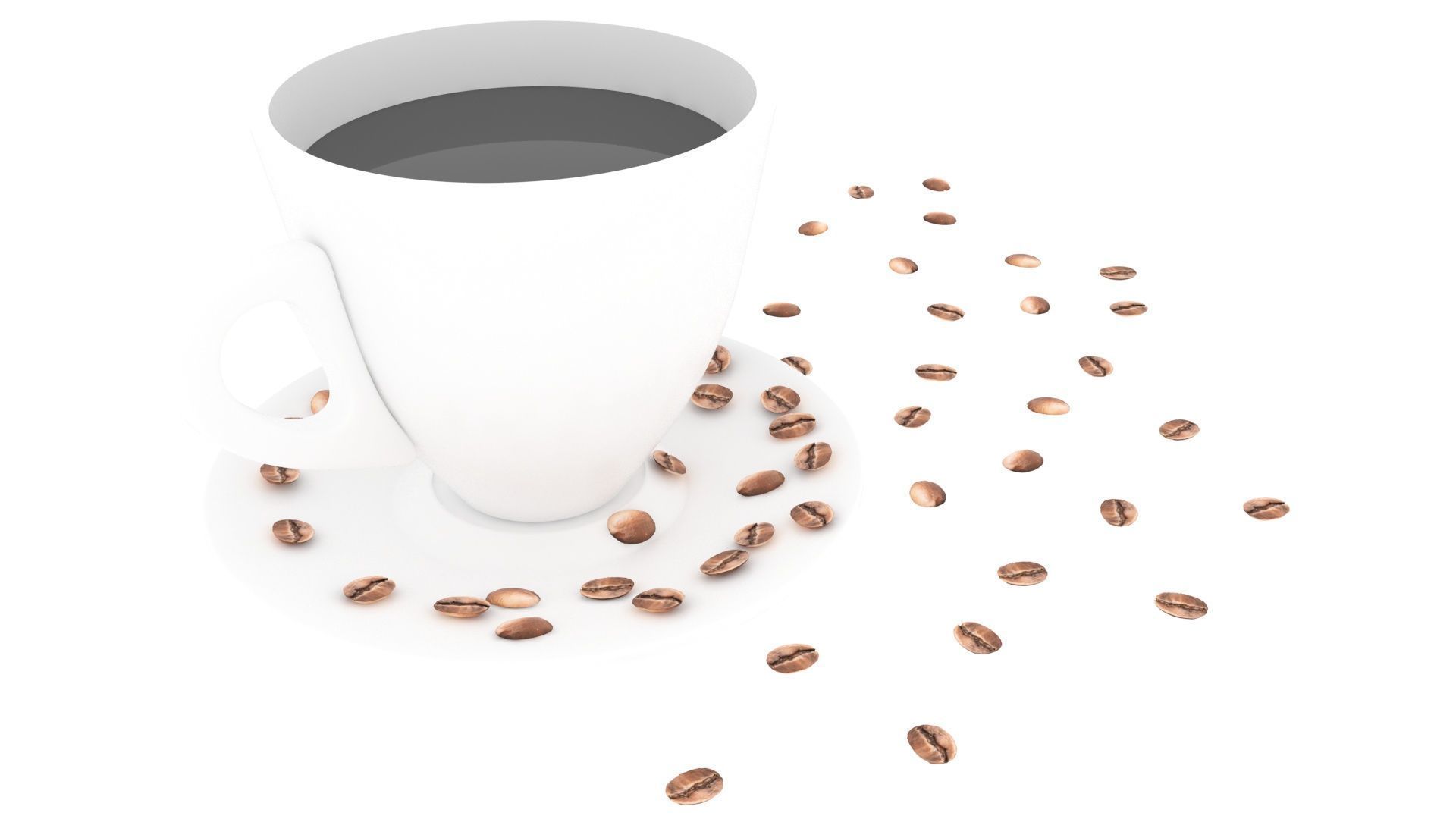 Cup of Coffee With Coffee Beans 3D model_9