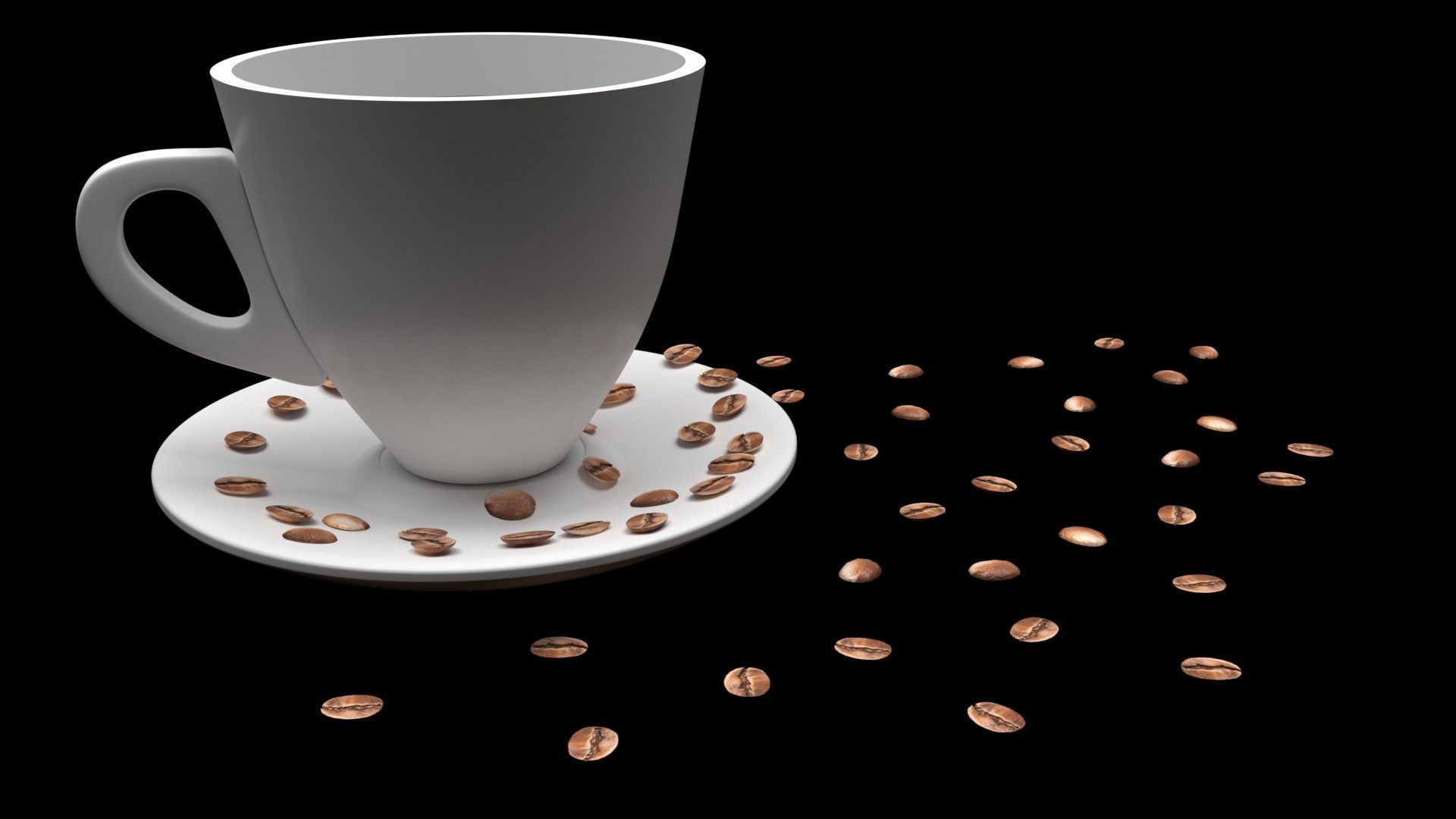 Cup of Coffee With Coffee Beans 3D model_8