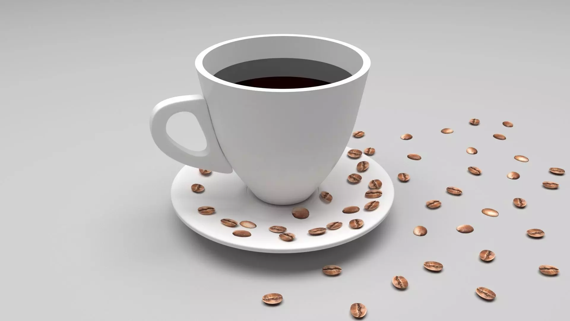 Cup of Coffee With Coffee Beans 3D model_0