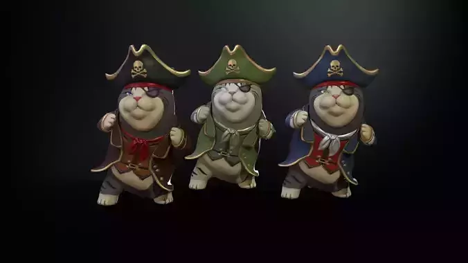  CatPirate Low-poly 3D model