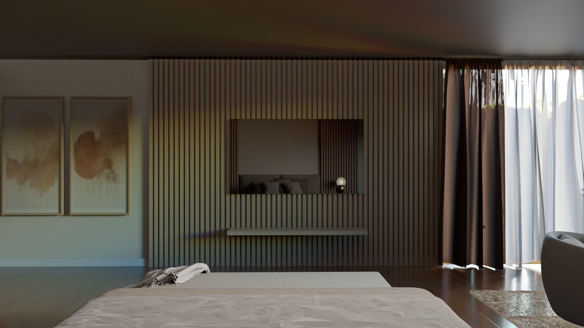 Complete Modern Luxury Bedroom 3D model_2