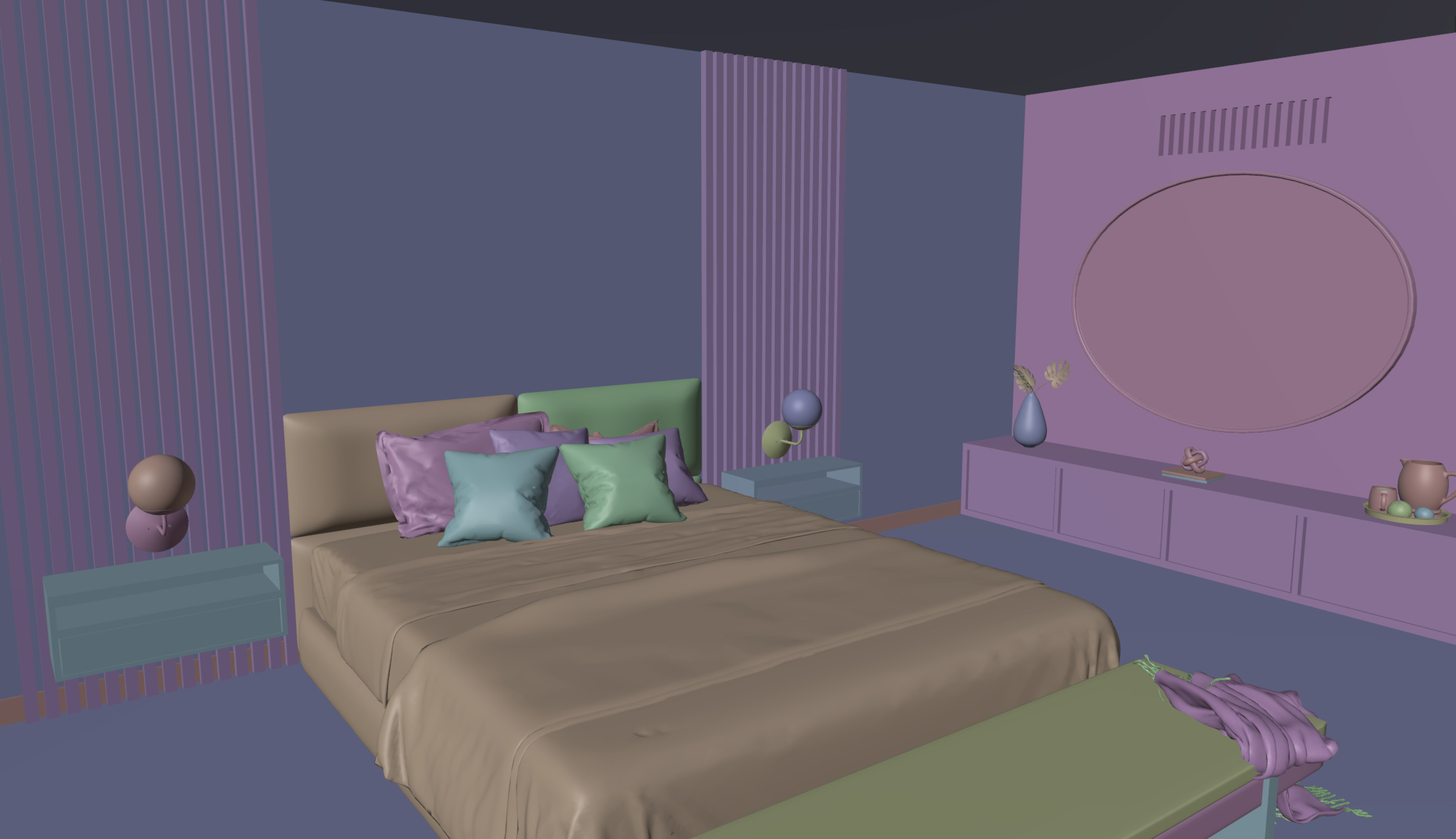 Complete Modern Luxury Bedroom 3D model_4