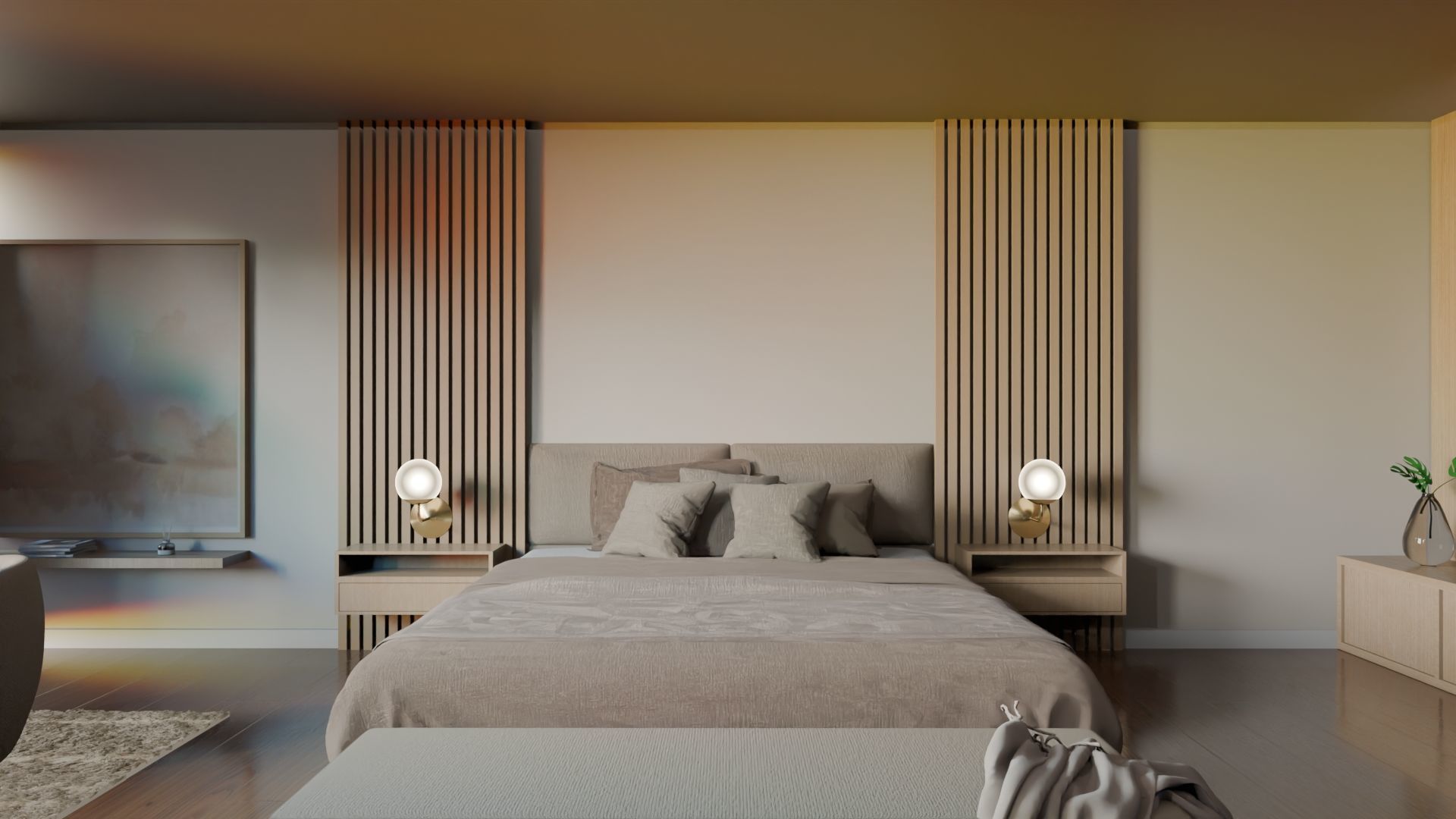 Complete Modern Luxury Bedroom 3D model_1