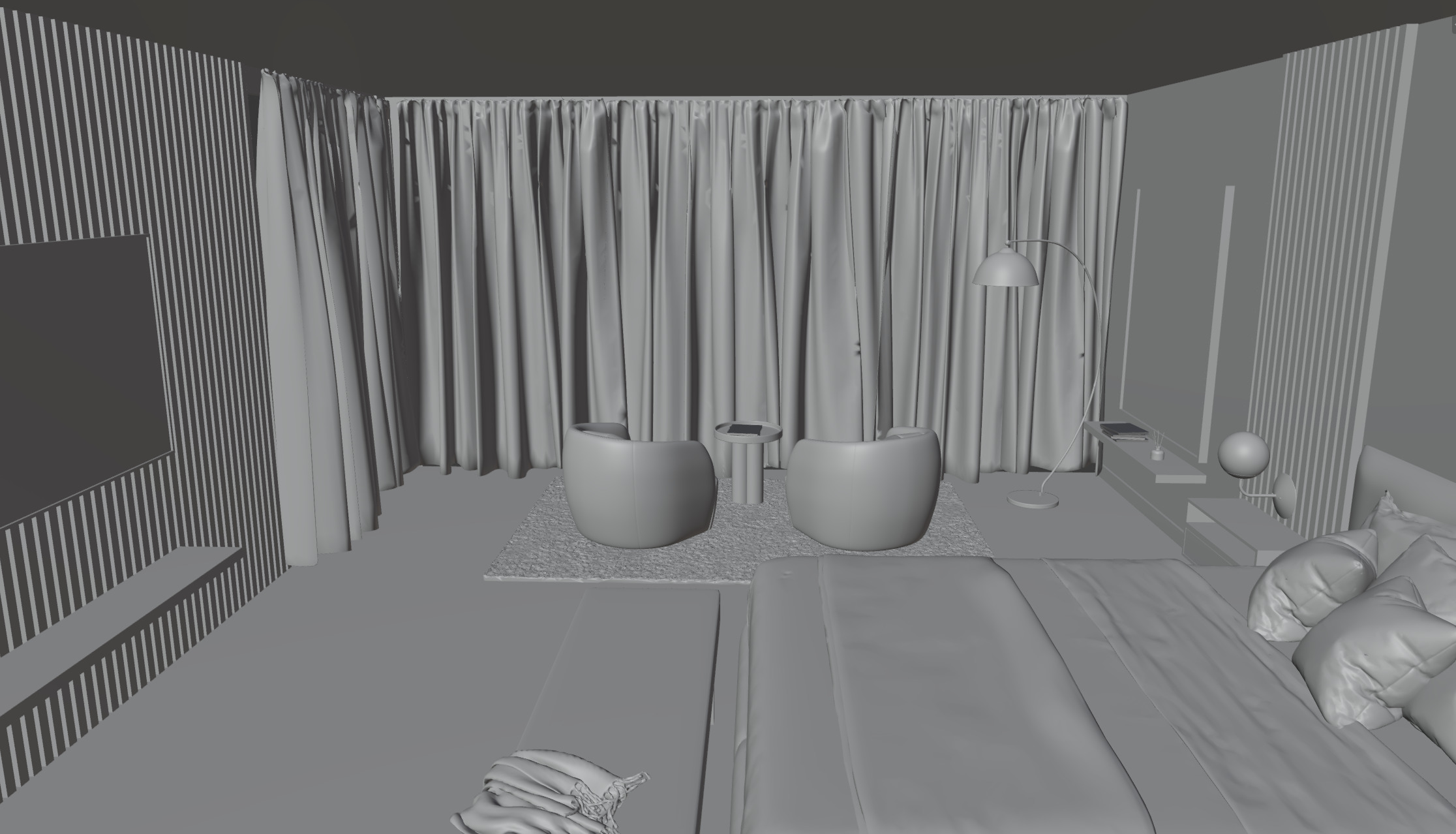 Complete Modern Luxury Bedroom 3D model_12