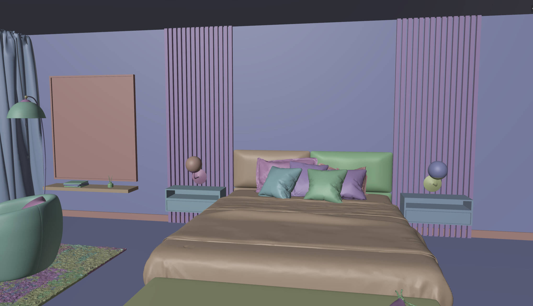 Complete Modern Luxury Bedroom 3D model_9