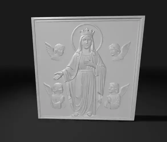 Blessed Virgin Mary with Angels 3D High Relief Art