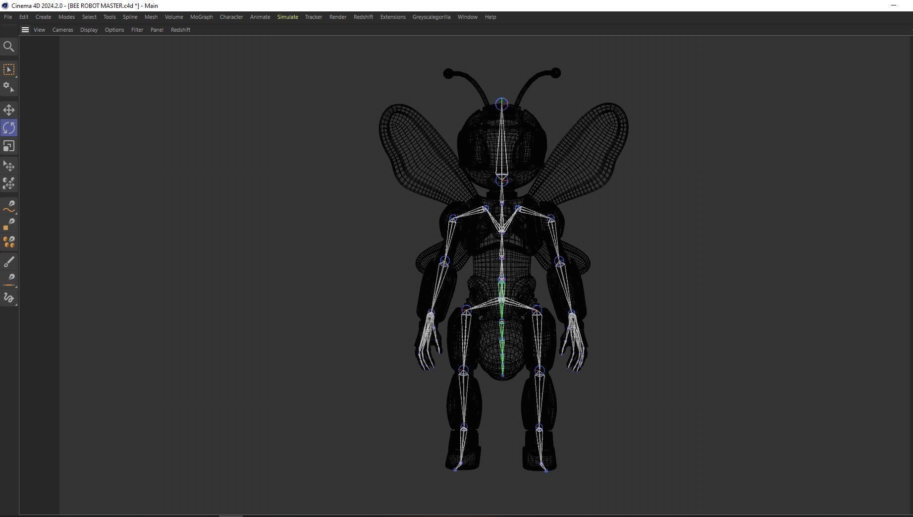 Futuristic Bee Robot Mascot Rigged Character Low-poly 3D model_20