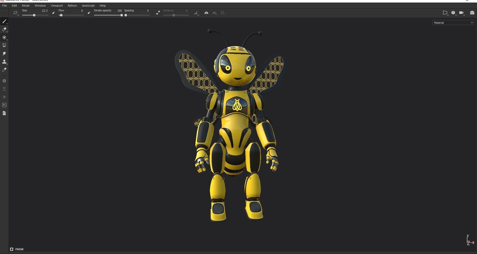 Futuristic Bee Robot Mascot Rigged Character Low-poly 3D model_24