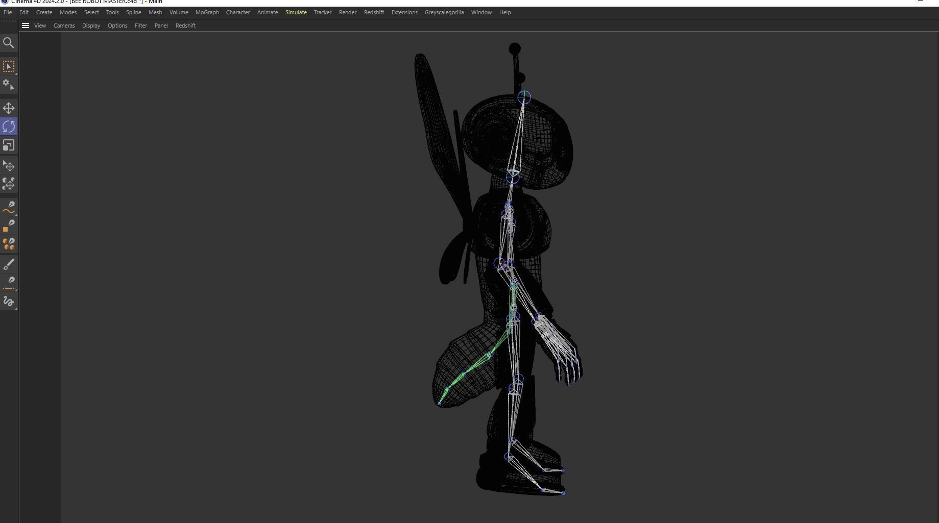 Futuristic Bee Robot Mascot Rigged Character Low-poly 3D model_19