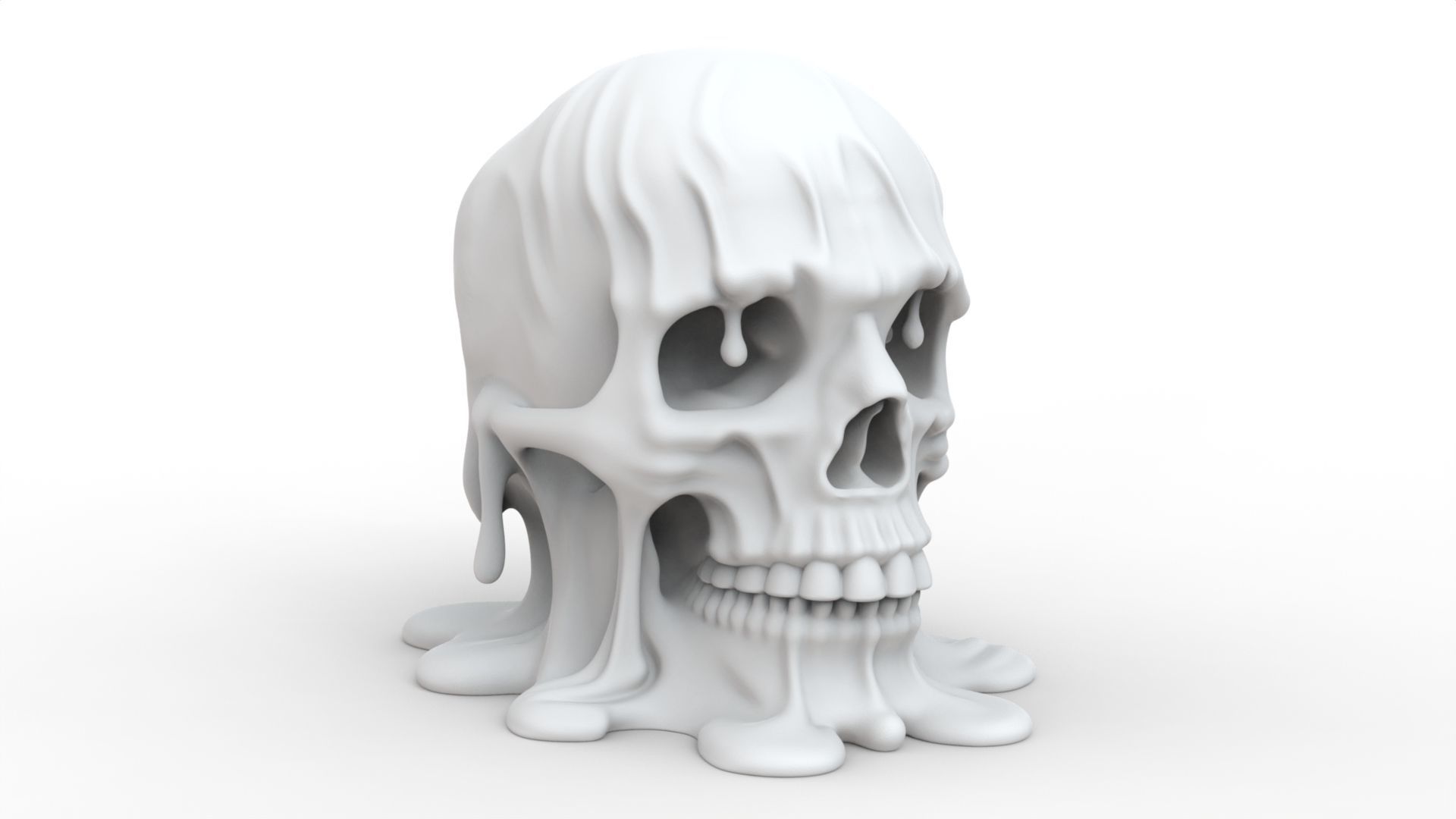 Melting Skull 3D Model for Printing Horror Decorative Sculpture 3D print model_1