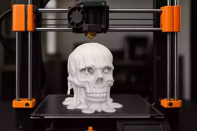 Melting Skull 3D Model for Printing Horror Decorative Sculpture