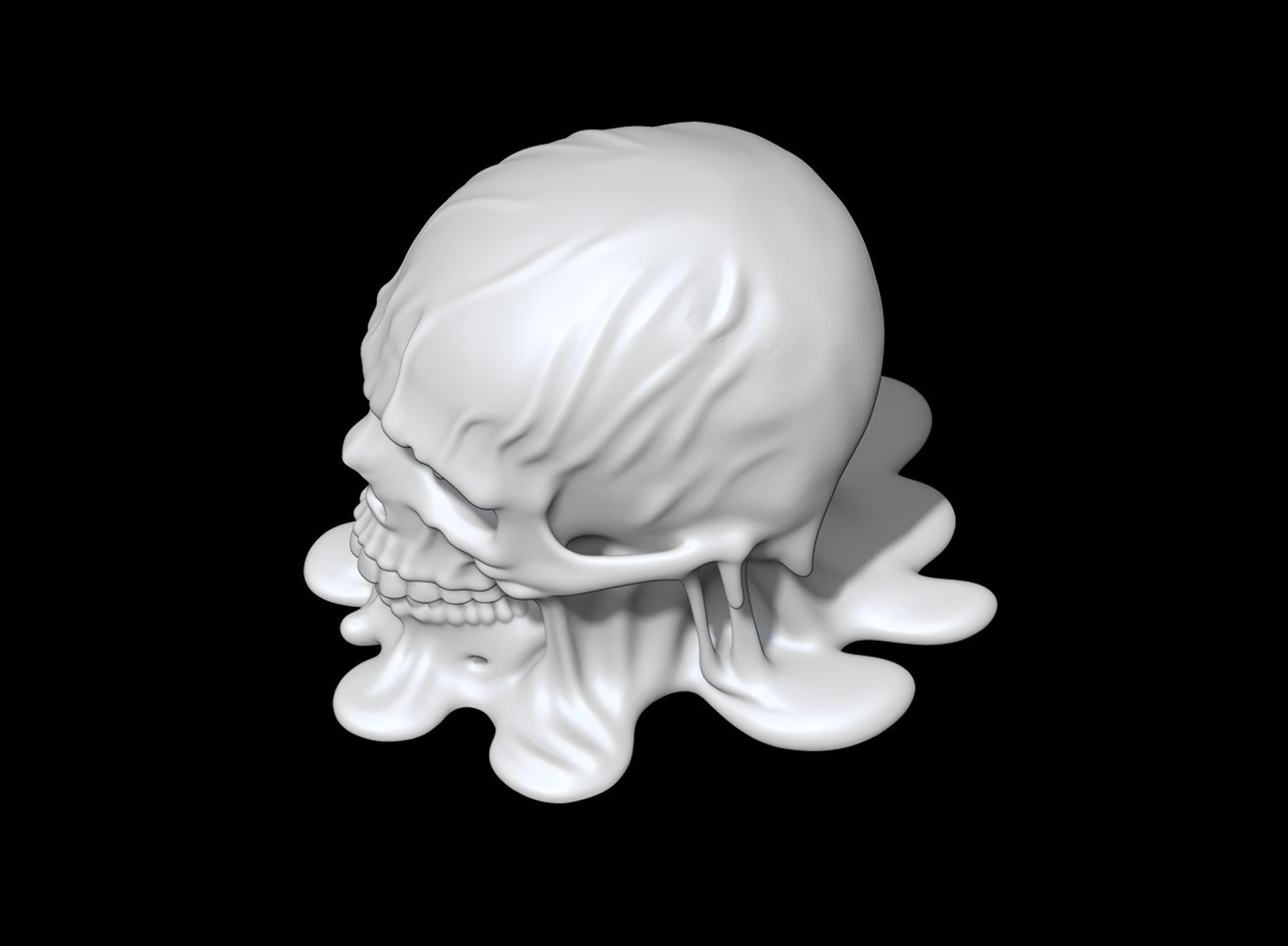 Melting Skull 3D Model for Printing Horror Decorative Sculpture 3D print model_5