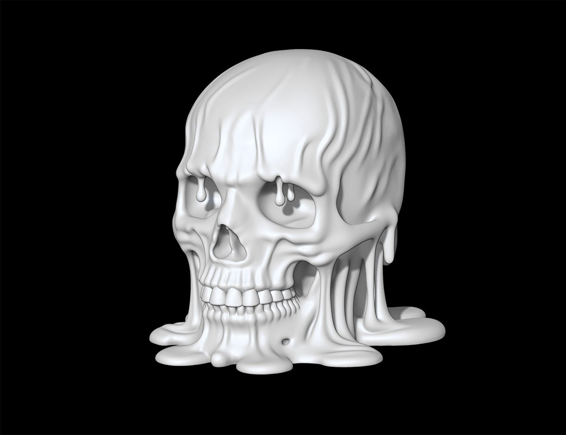 Melting Skull 3D Model for Printing Horror Decorative Sculpture 3D print model_7