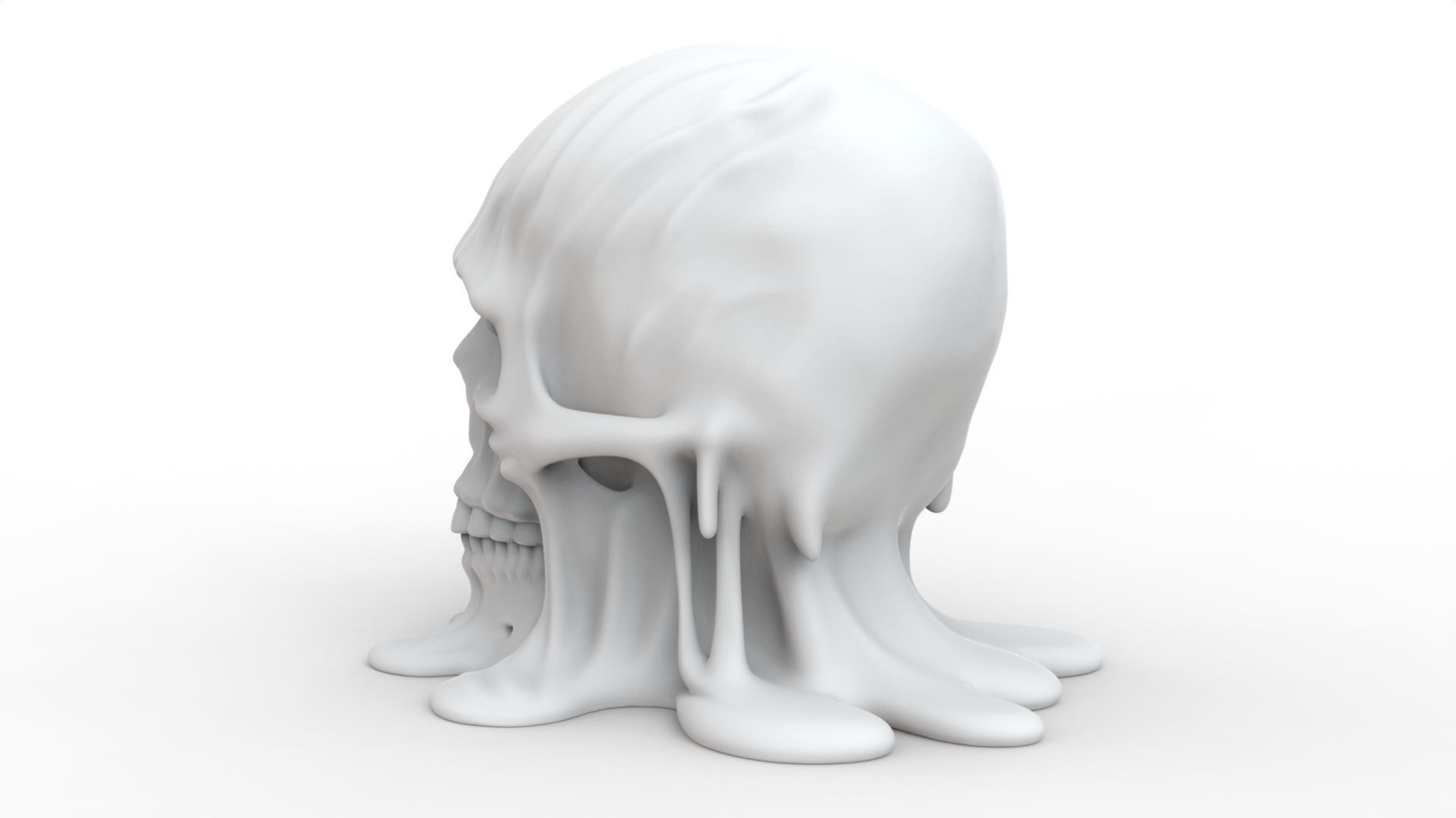 Melting Skull 3D Model for Printing Horror Decorative Sculpture 3D print model_2