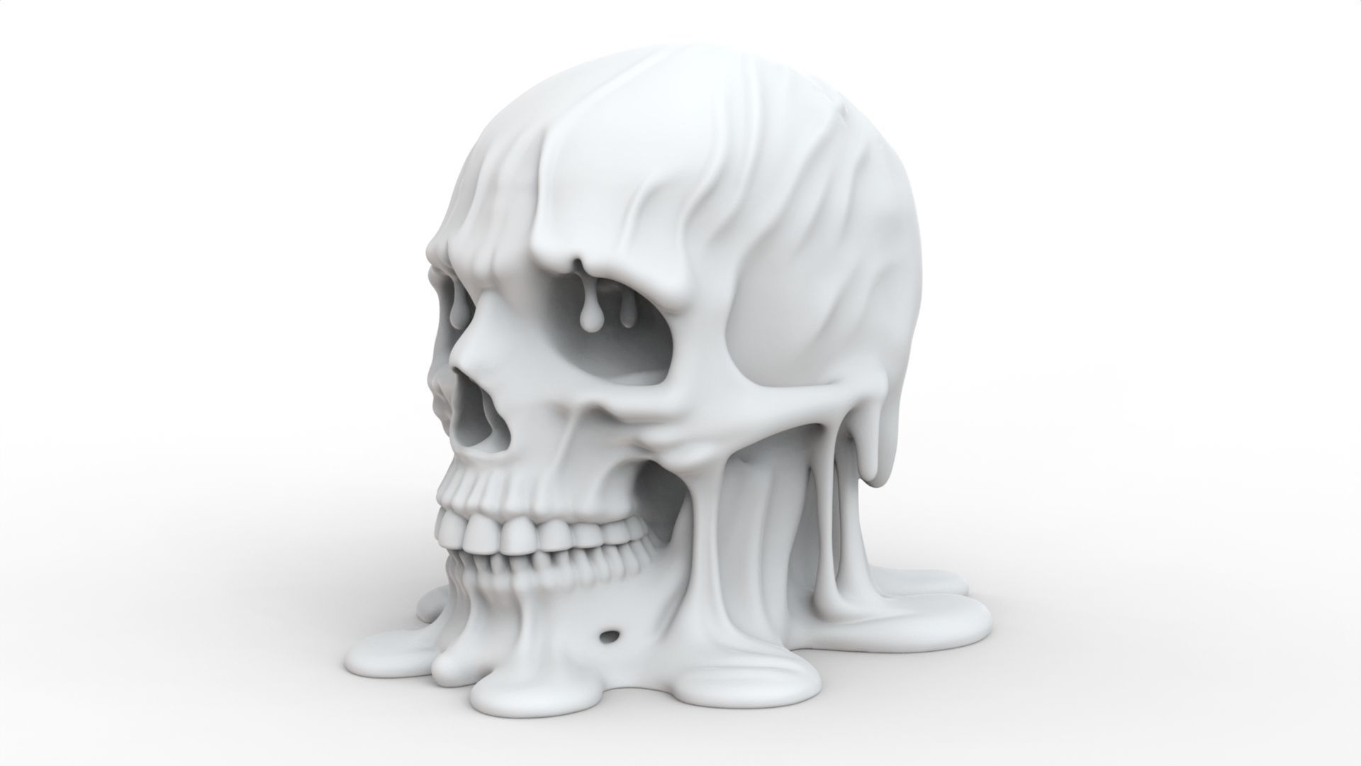Melting Skull 3D Model for Printing Horror Decorative Sculpture 3D print model_3