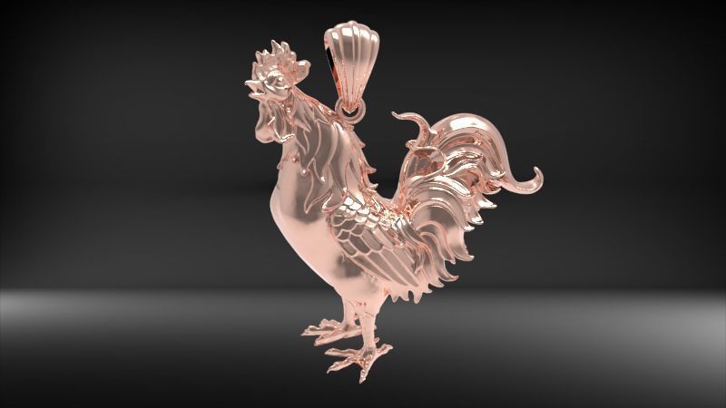 Rooster Chicken Pendant 3D print model_11
