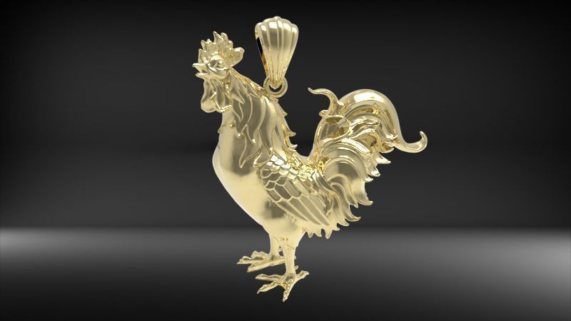 Rooster Chicken Pendant 3D print model_16