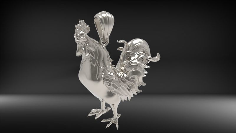 Rooster Chicken Pendant 3D print model_8