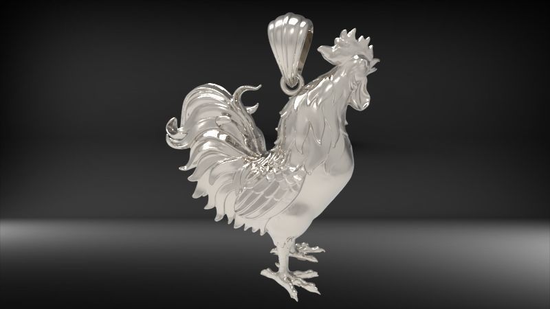 Rooster Chicken Pendant 3D print model_26