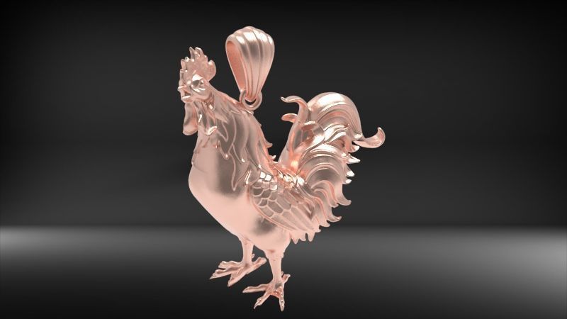Rooster Chicken Pendant 3D print model_24