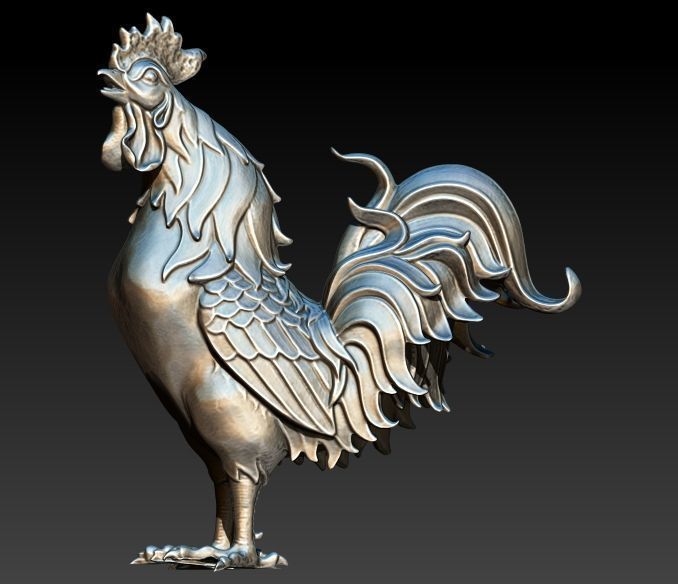 Rooster Chicken Pendant 3D print model_4