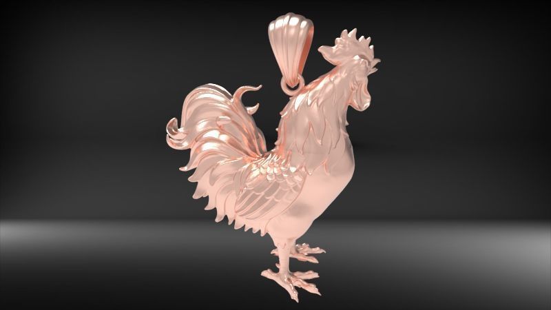 Rooster Chicken Pendant 3D print model_22