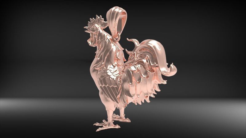Rooster Chicken Pendant 3D print model_30