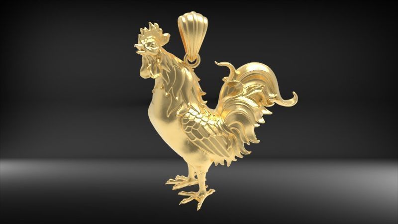 Rooster Chicken Pendant 3D print model_1