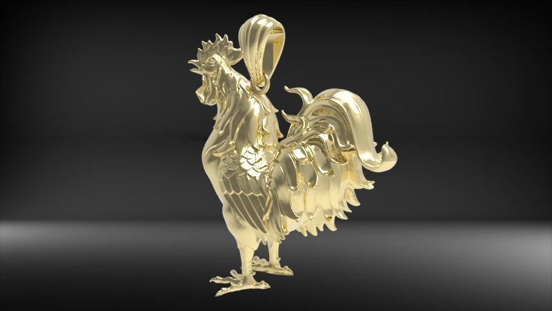Rooster Chicken Pendant 3D print model_31