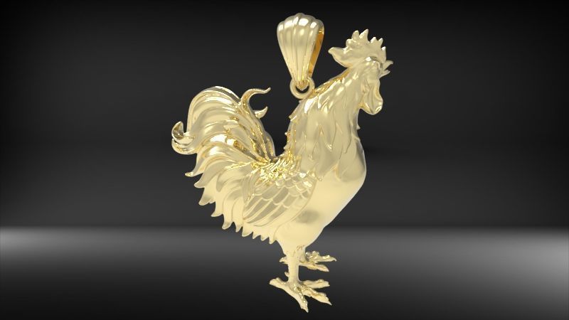 Rooster Chicken Pendant 3D print model_15