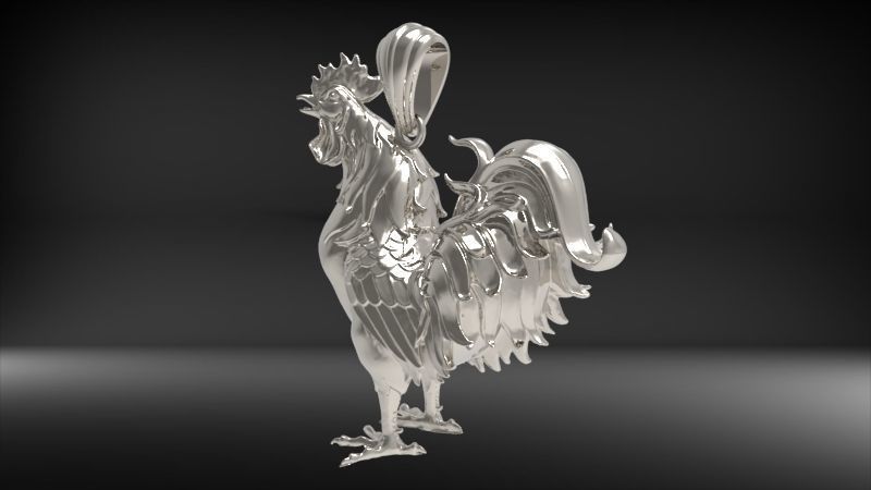 Rooster Chicken Pendant 3D print model_32