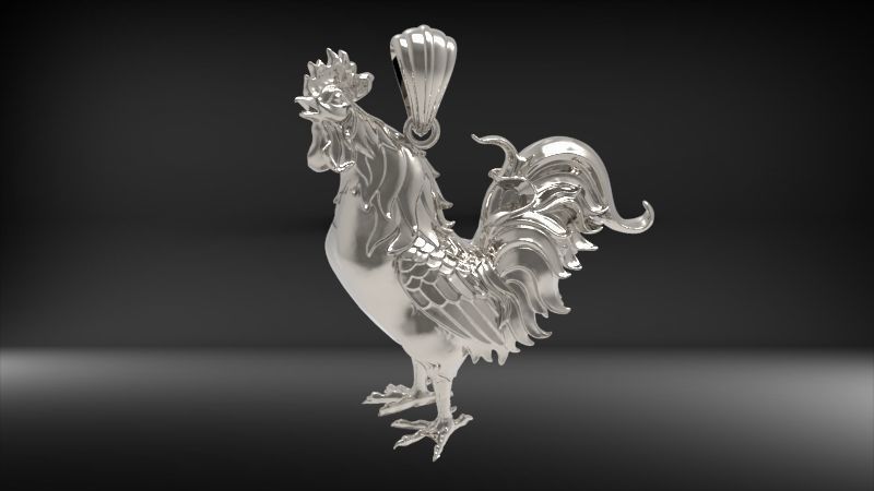 Rooster Chicken Pendant 3D print model_7