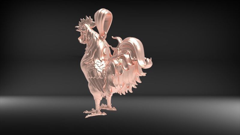 Rooster Chicken Pendant 3D print model_12