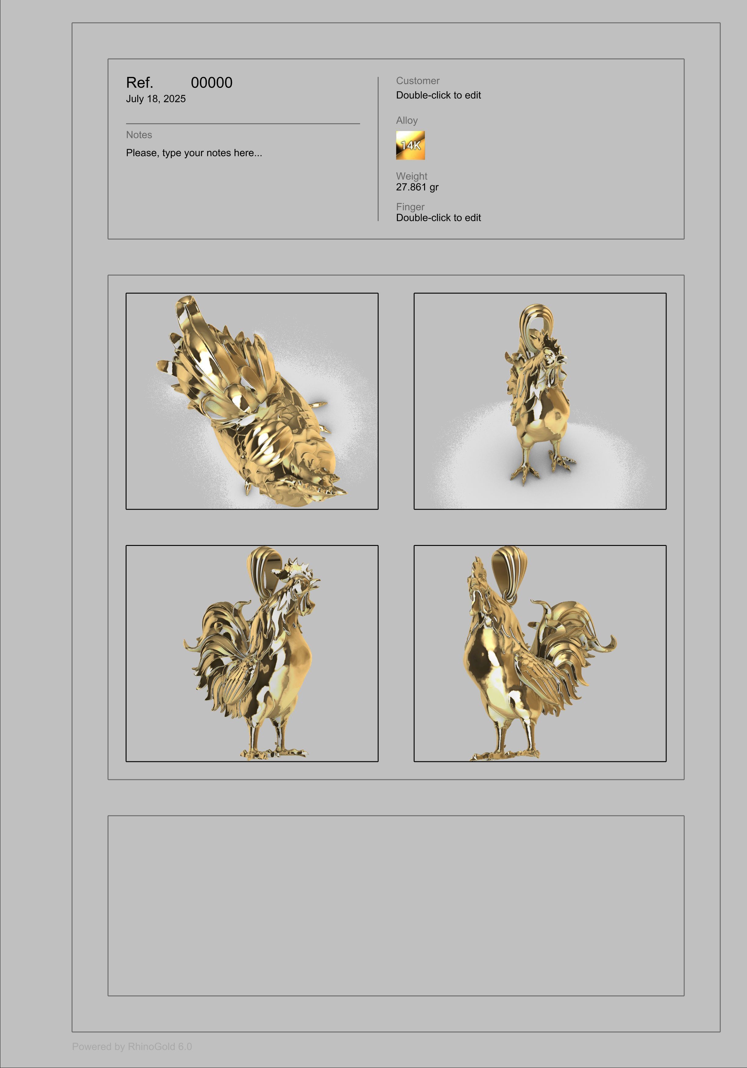 Rooster Chicken Pendant 3D print model_41