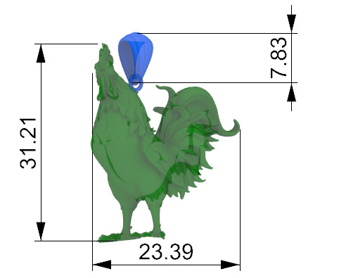 Rooster Chicken Pendant 3D print model_34