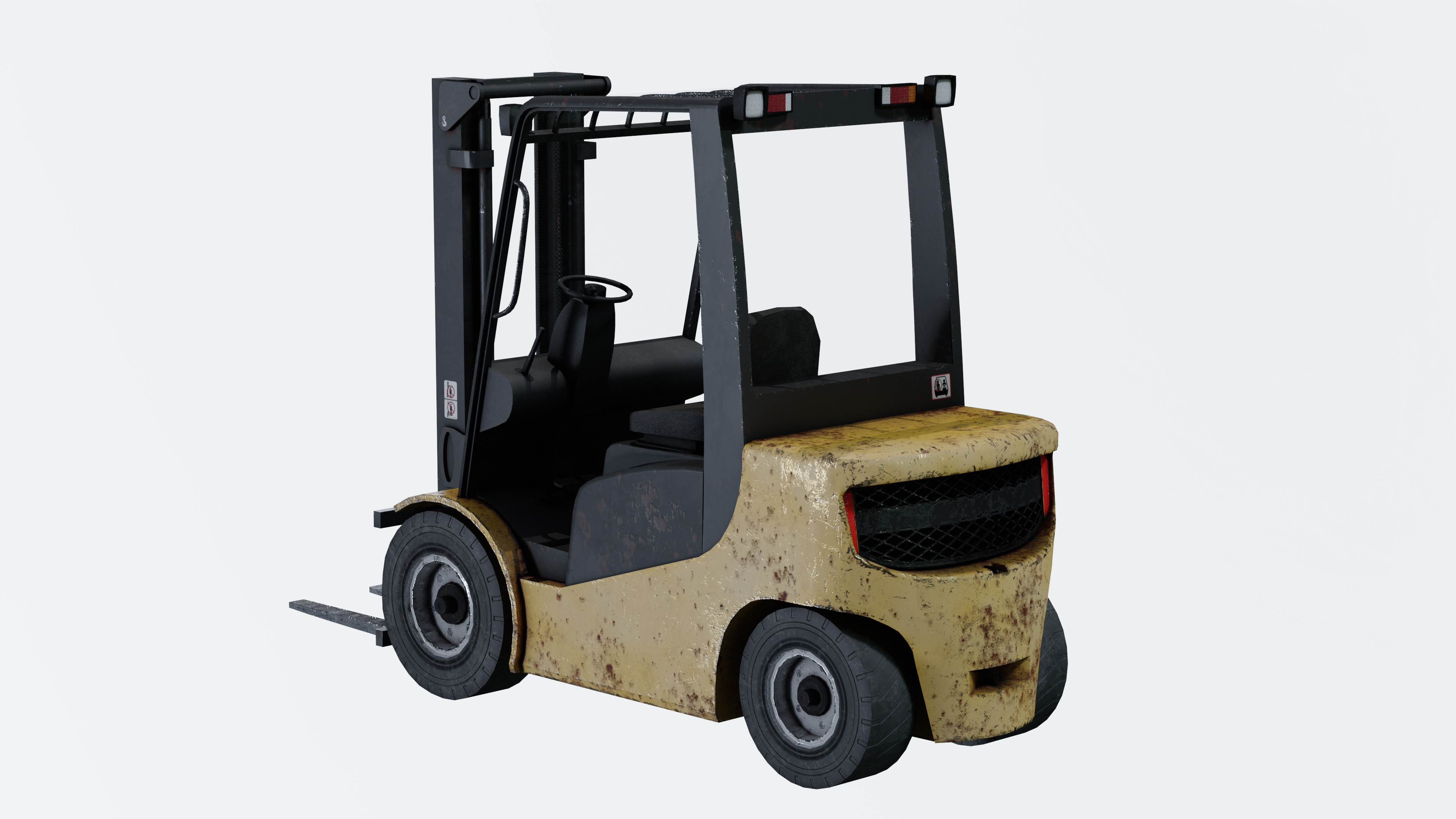 Industrial Frontal Forklift Low Poly Low-poly 3D model_16