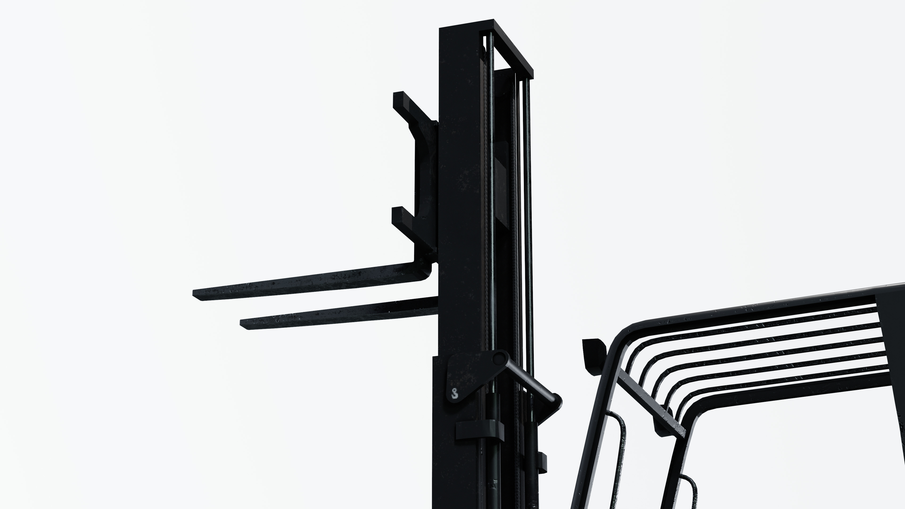 Industrial Frontal Forklift Low Poly Low-poly 3D model_10