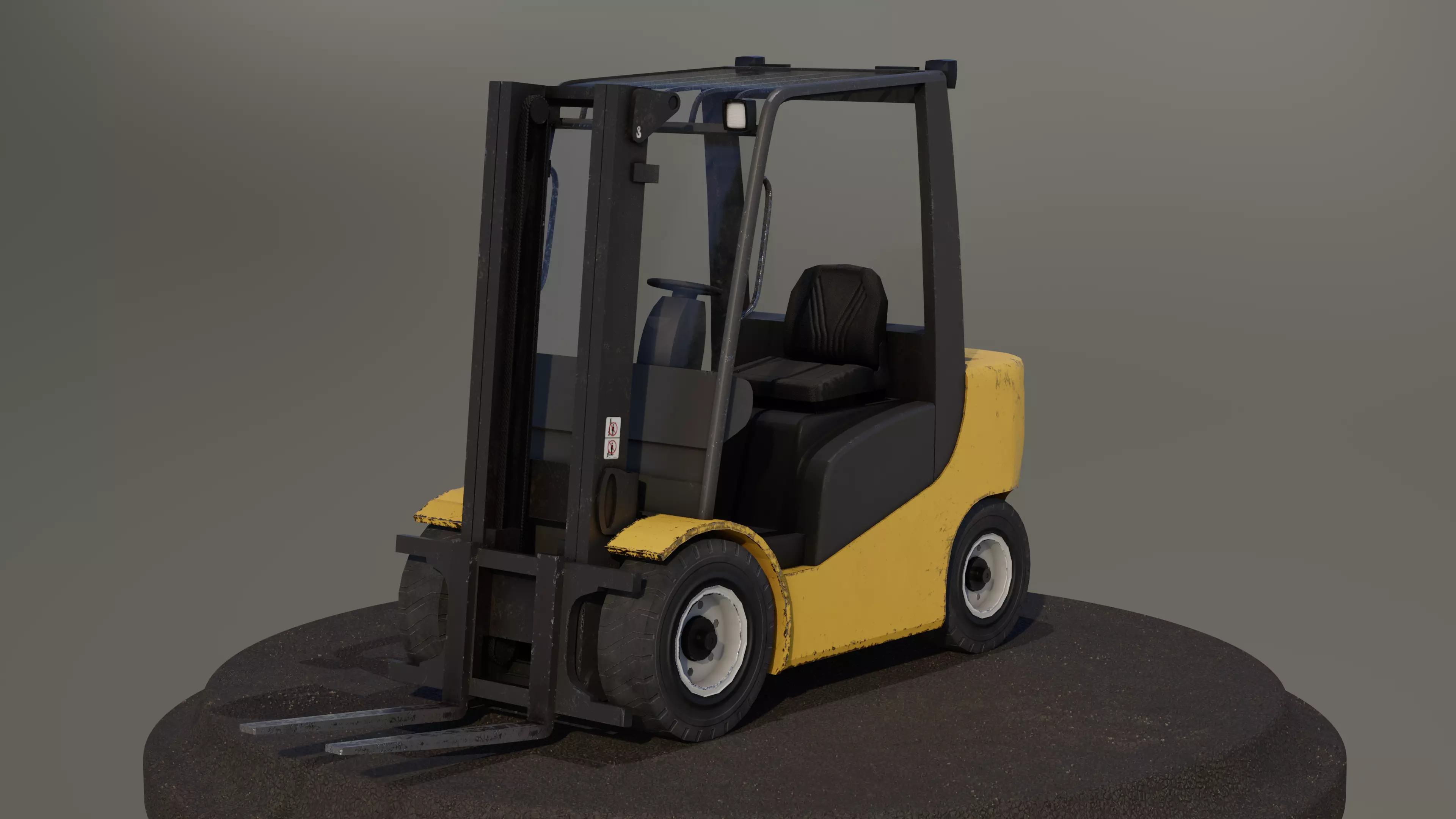 Industrial Frontal Forklift Low Poly Low-poly 3D model_0