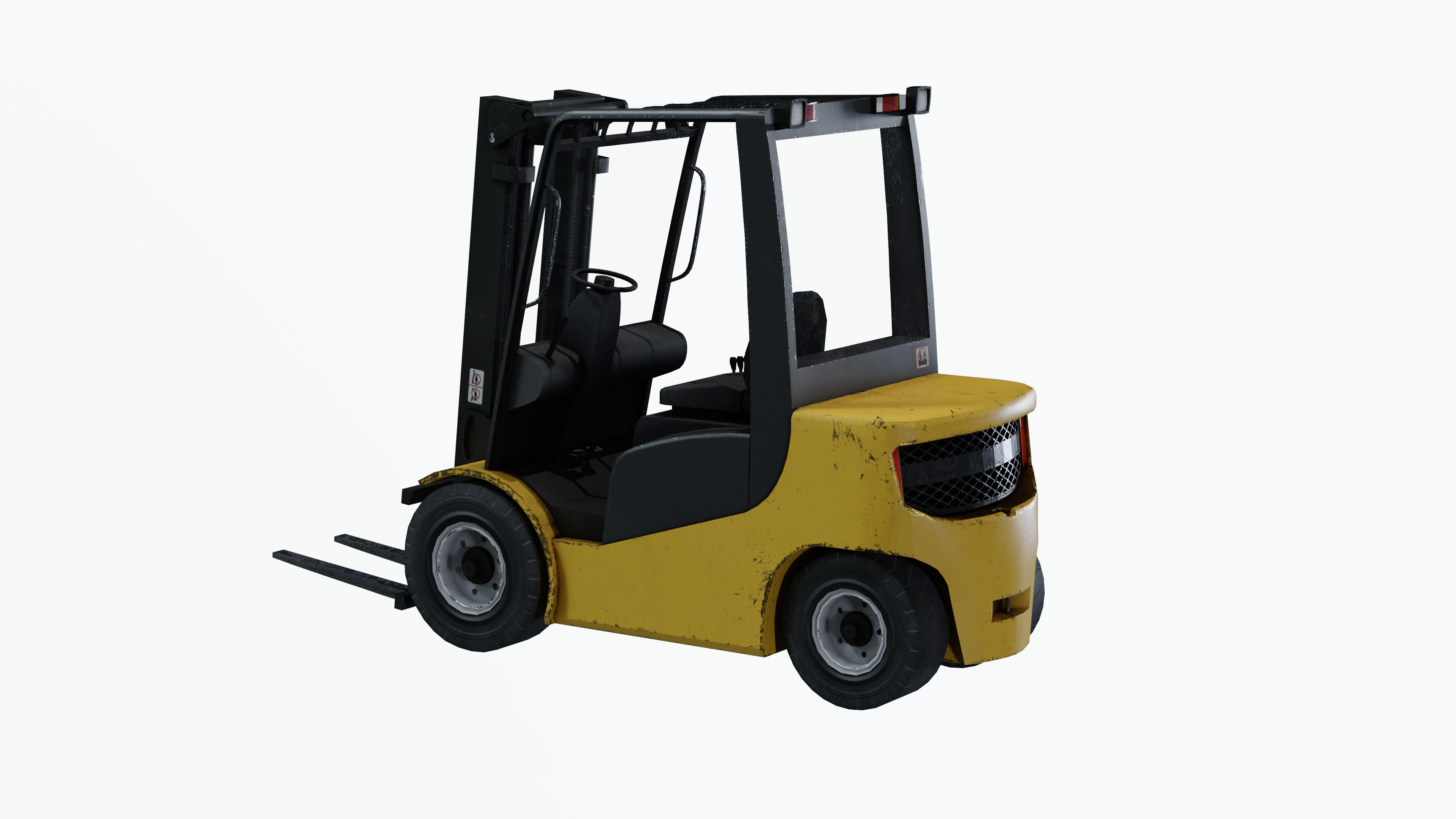 Industrial Frontal Forklift Low Poly Low-poly 3D model_3