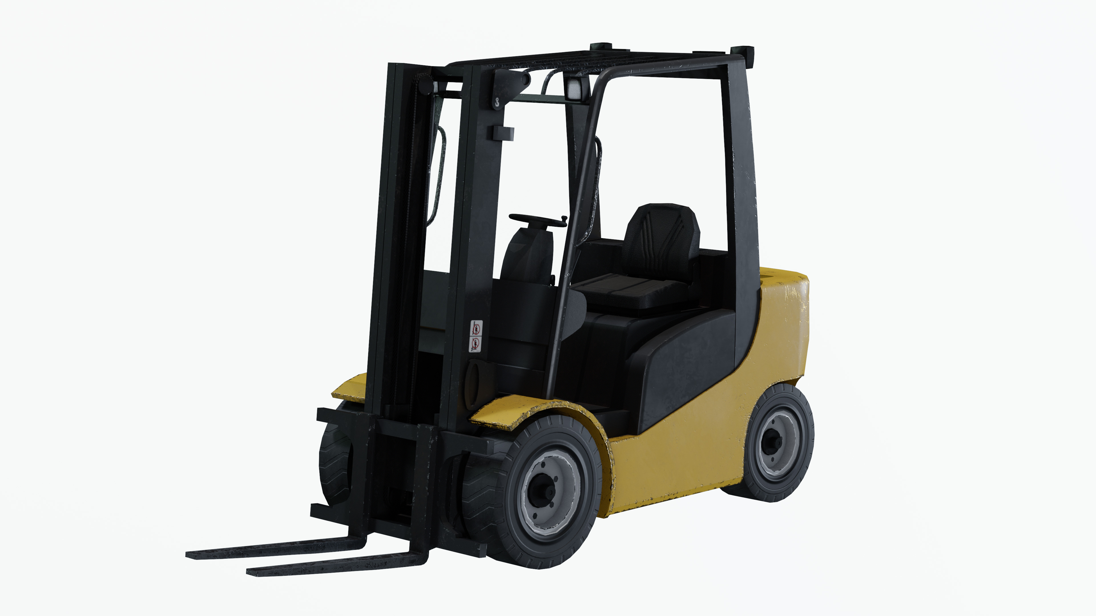 Industrial Frontal Forklift Low Poly Low-poly 3D model_2