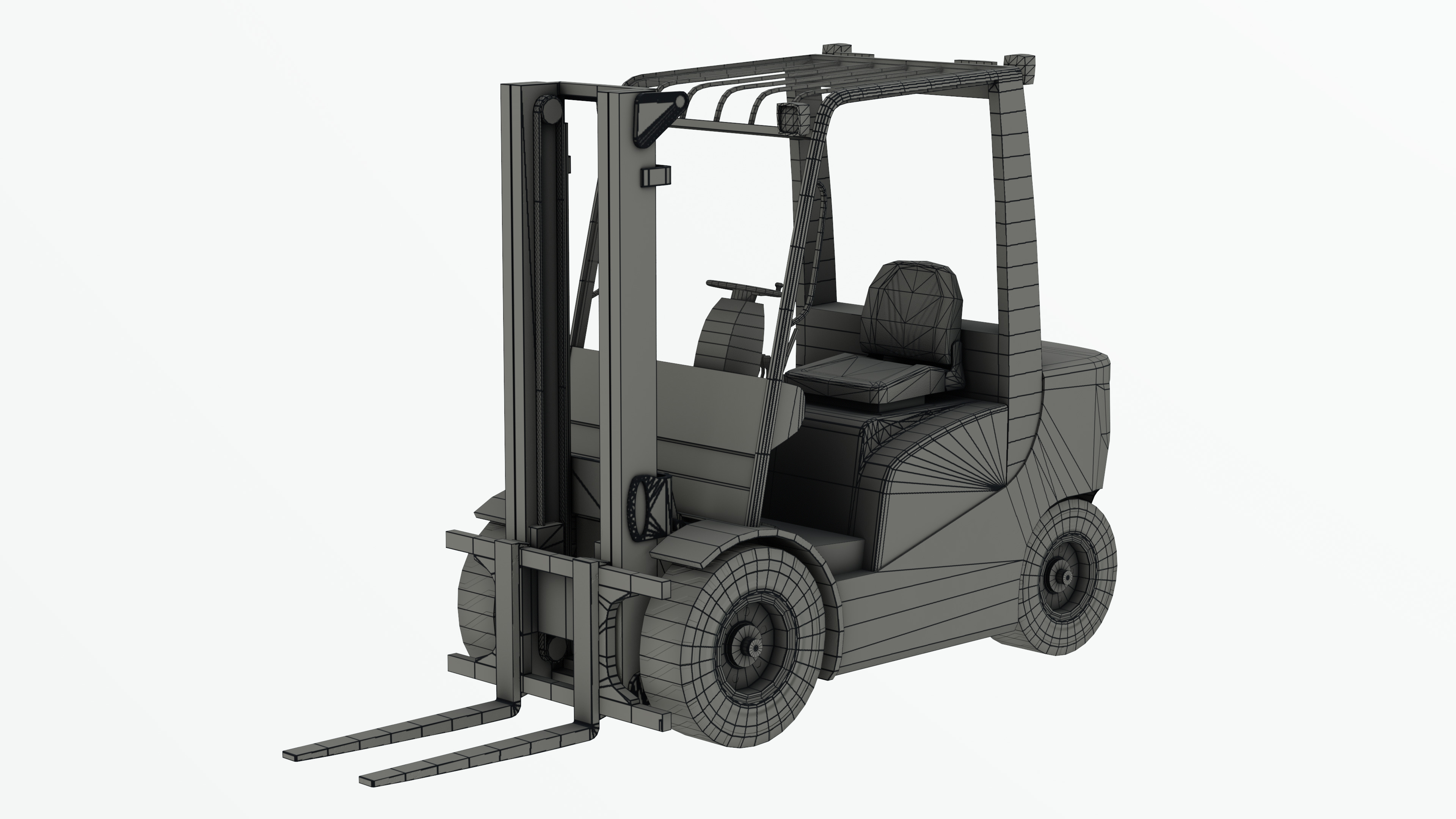 Industrial Frontal Forklift Low Poly Low-poly 3D model_28