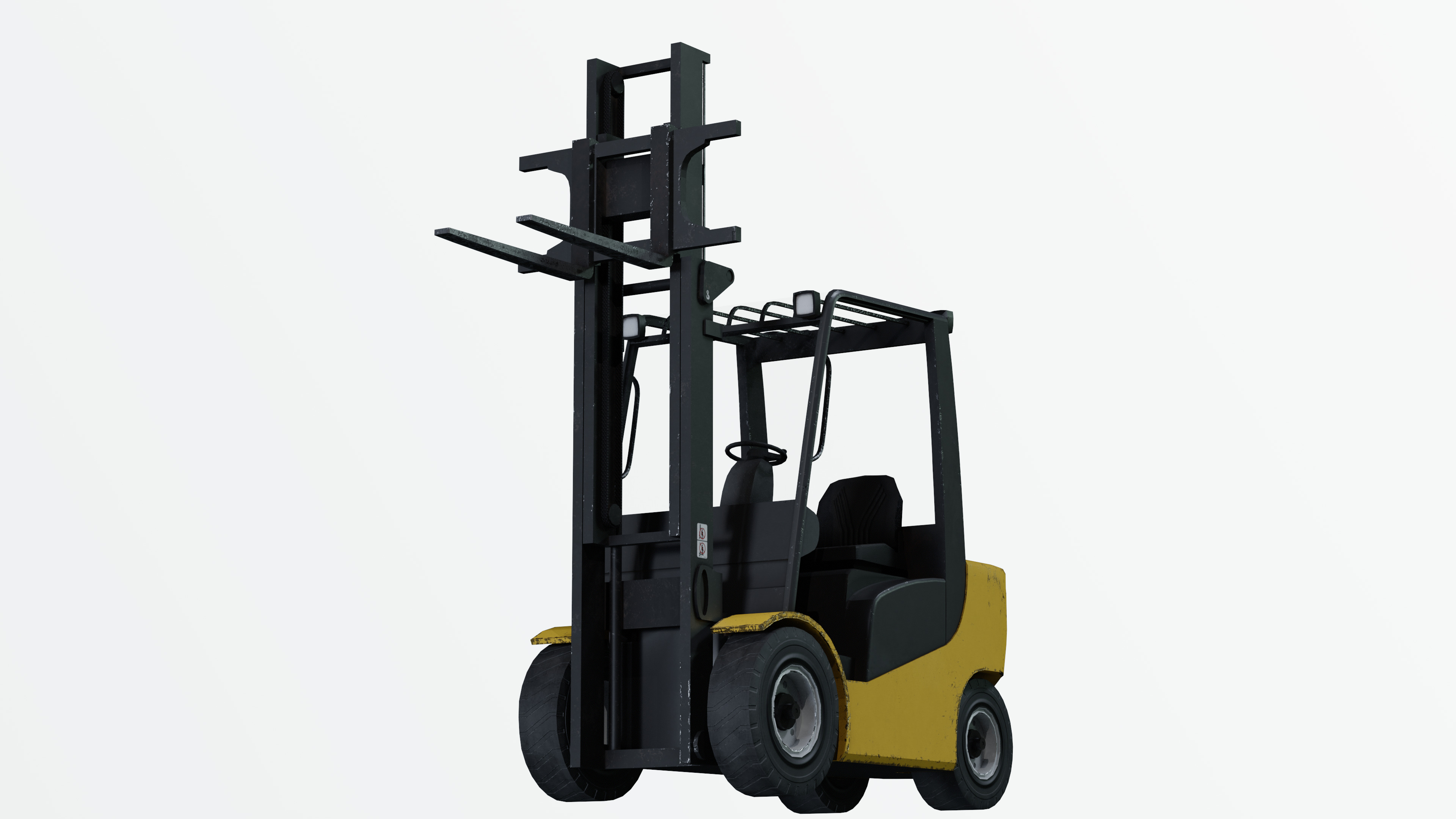 Industrial Frontal Forklift Low Poly Low-poly 3D model_11