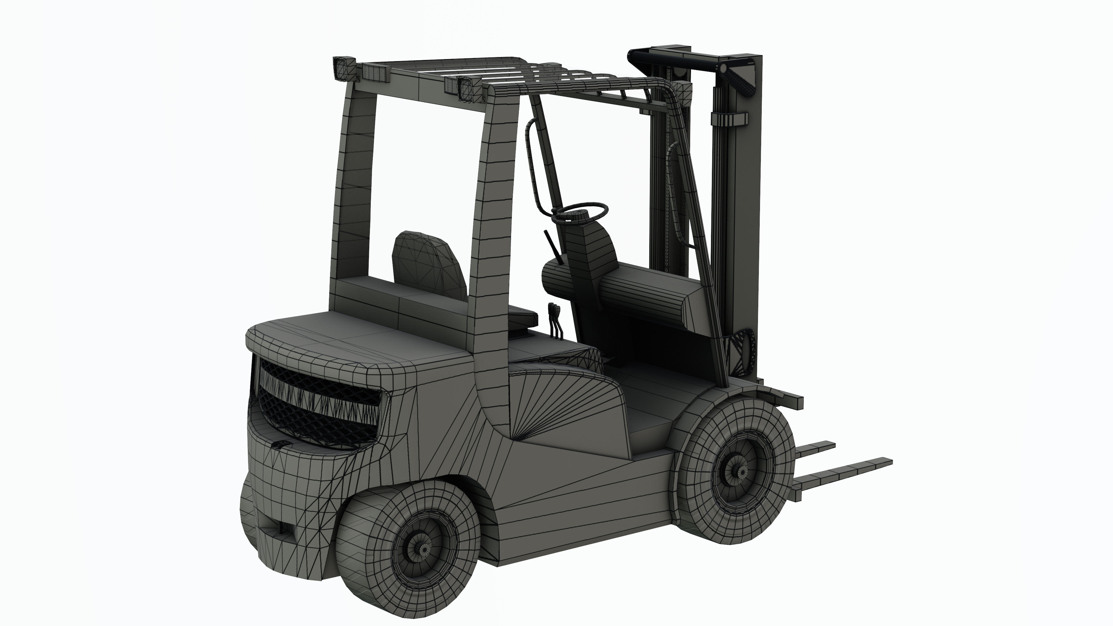 Industrial Frontal Forklift Low Poly Low-poly 3D model_29