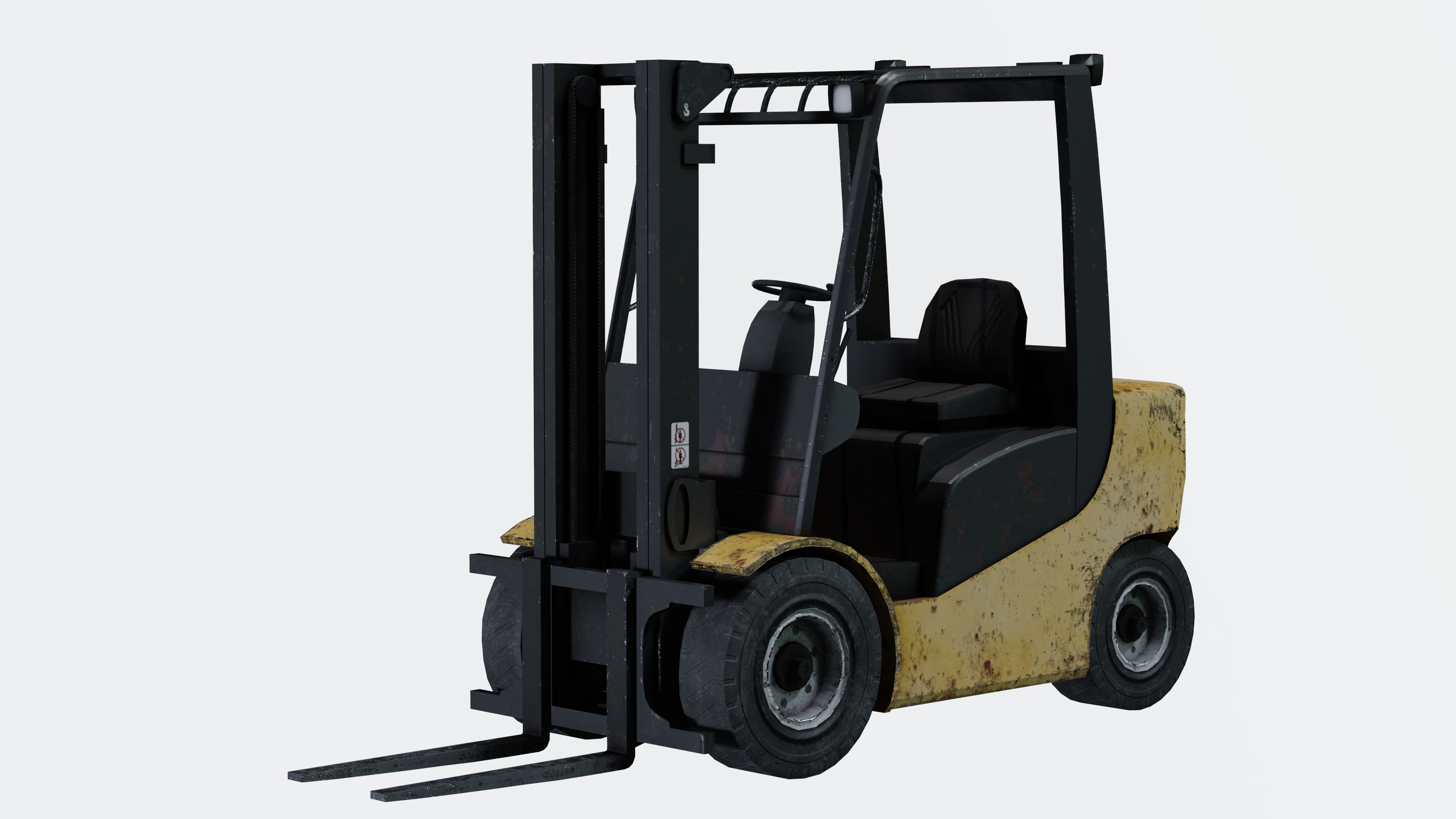 Industrial Frontal Forklift Low Poly Low-poly 3D model_17