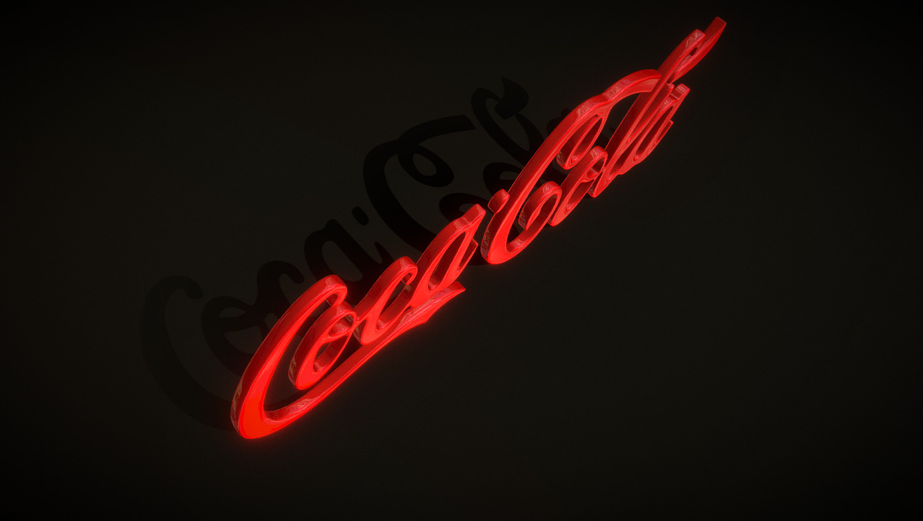 Coca Cola Logo Low-poly 3D model_2