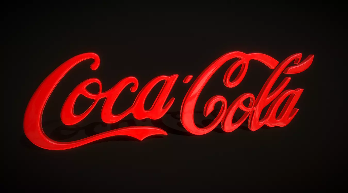 Coca Cola Logo Low-poly 3D model_0